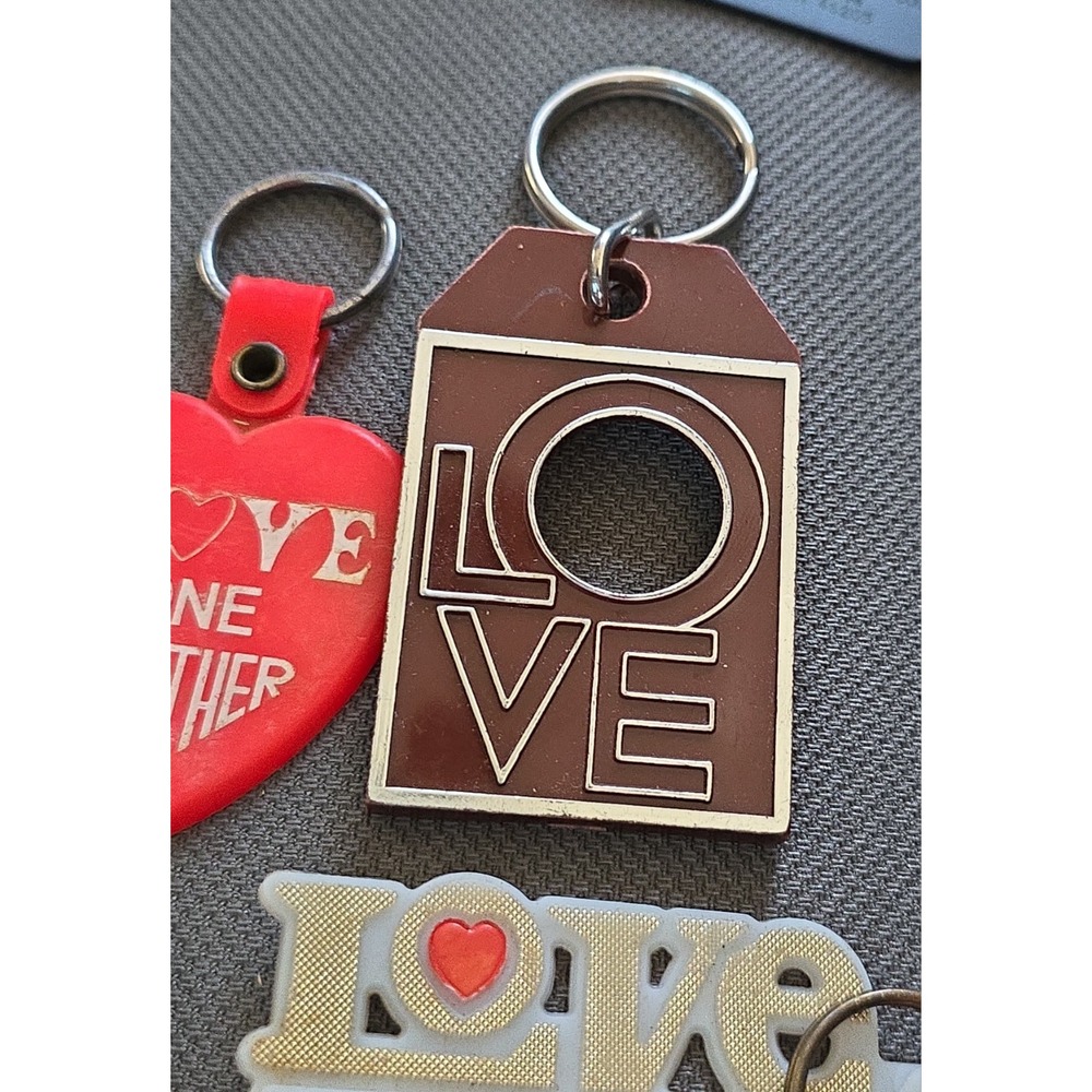 LOT 5 Love Heart Keychain Souvenir Vintage Collectible
